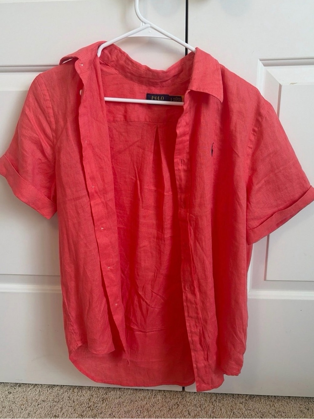 Polo by Ralph Lauren Coral Short-Sleeve Button-Down Shirt